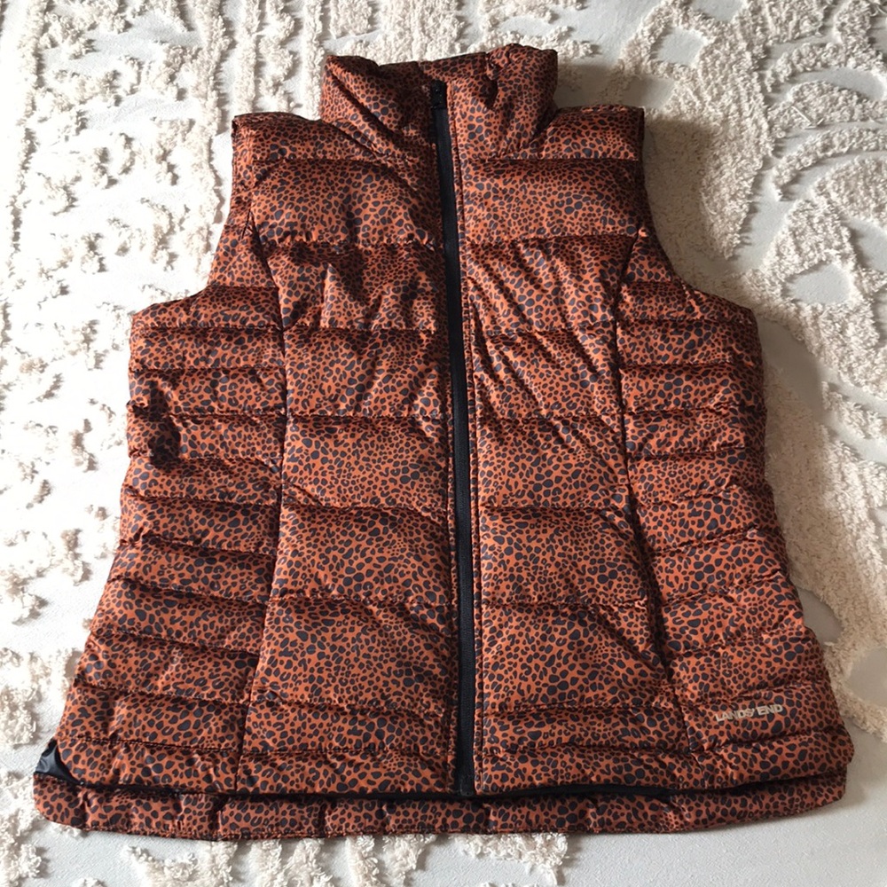 Lands’ End Leopard Print Puffer Vest